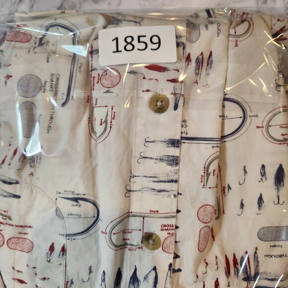 Columbia Men's Casual Button Down Shirt - White with Red and Blue Accents - Picture 8 of 8